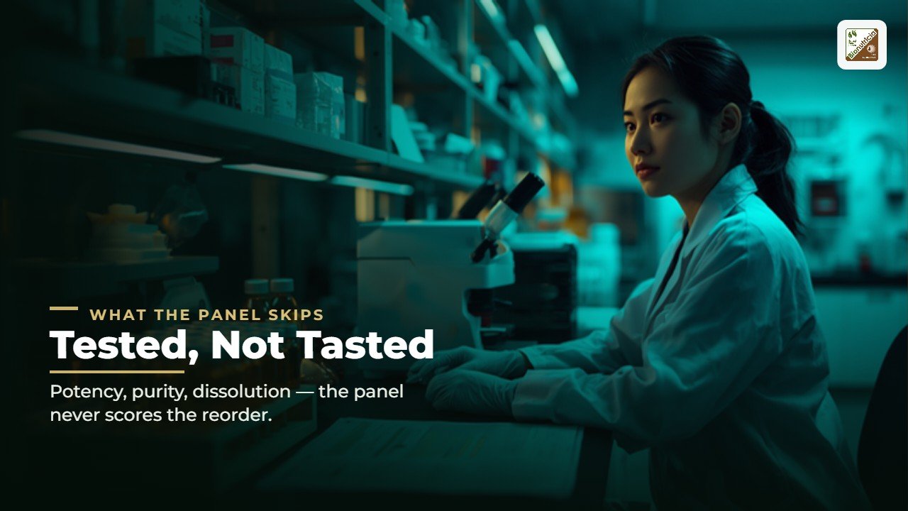 Lab analyst checking supplement quality