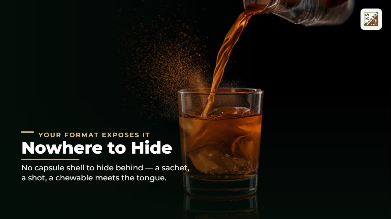 Functional drink being poured into a glass