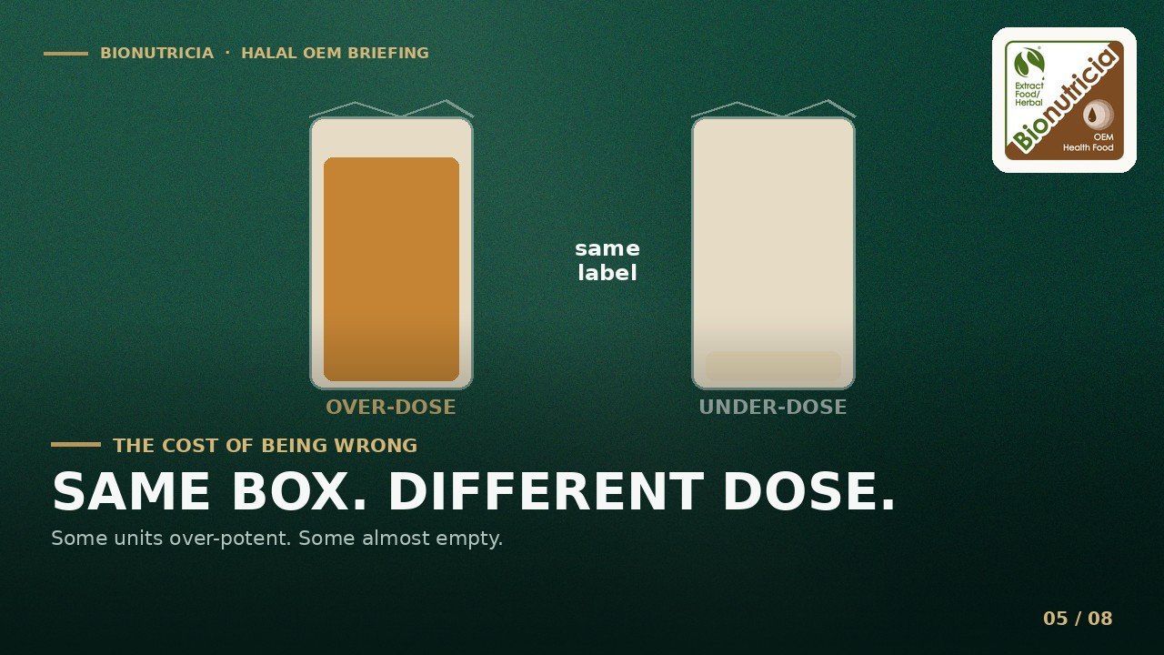 Same box, different dose - over-dose versus under-dose sachet